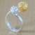 Gold accented sterling silver cocktail ring, 'Sphere of Influence' - Modern Design Sterling and 18k Gold Plate Cocktail Ring thumbail