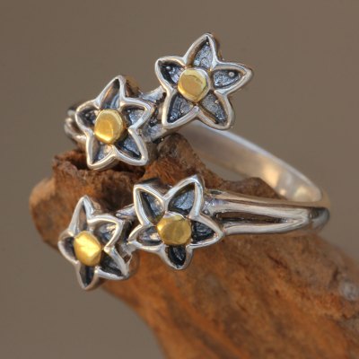 Balinese 18k Gold Accent Sterling Silver Wrap Ring