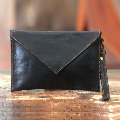 Leather wristlet bag, Versatile Night