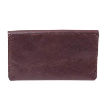 Leather billfold, 'Makassar Brown' - Artisan Crafted Leather Billfold Wallet from Bali