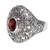 Garnet cocktail ring, 'Carnation' - Garnet Flower Sterling Silver Cocktail Ring from Bali (image 2b) thumbail