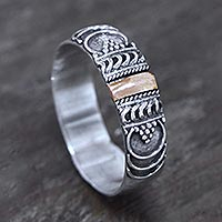 Gold accent band ring, 'Miraculous Love' - 18k Gold Accent Balinese Artisan Crafted Ring