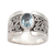 Blue topaz single stone ring, 'Blue Karma' - Artisan Crafted Sterling Silver Wide Ring with Blue Topaz (image 2c) thumbail