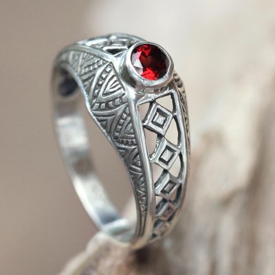 Garnet cocktail ring, Crimson Dawn