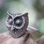 Sterling silver cocktail ring, 'Owl Guardian' - Silver Owl Theme Balinese Artisan Crafted Ring thumbail