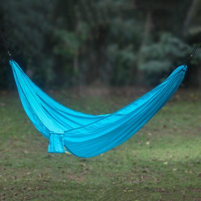 Parachute hammock, 'Uluwatu Turquoise' (double) - Parachute Hammock in Aqua Color Hook Rope Included (Double)