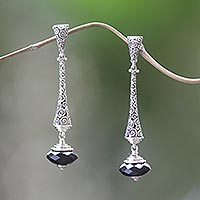 Onyx dangle earrings, Borobudur Chimes
