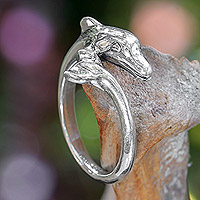 Sterling silver ring, 'Baby Dolphin' - Sterling Silver Dolphin Cocktail Ring Artisan Jewelry
