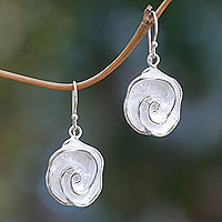 Sterling silver dangle earrings, 'Sweet Gardenia' - Bali Floral Handcrafted Sterling Dangle Earrings