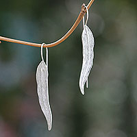 Sterling silver drop earrings, 'Willow Leaf' - Leaf Earrings Handcrafted of Sterling Silver in Bali