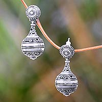 Sterling silver dangle earrings, 'Kendi' - Artisan Crafted Sterling Silver Dangle Earrings from Bali