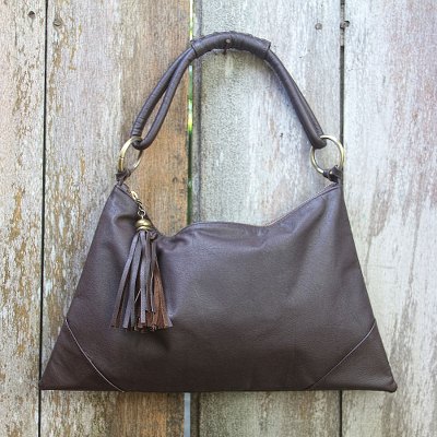 Leather shoulder bag, Sophistication in Brown