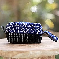 Batik on upcycled car seat cosmetic