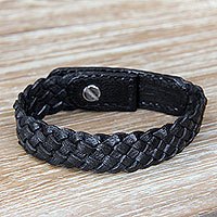 Braided leather bracelet,