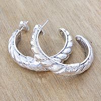 Sterling silver half hoop earrings,