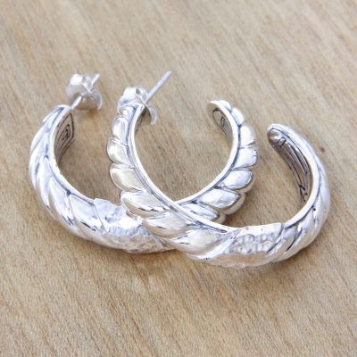 Sterling silver half hoop earrings, Connect