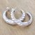 Sterling silver half hoop earrings, 'Connect' - Patterned Sterling Silver Artisan Earrings from Bali thumbail
