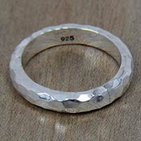 Sterling silver band ring, Silver Mosaic