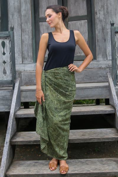 Cotton blend sarong, Green Coffee Bean