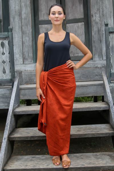 Cotton blend sarong, Orange Coffee Bean