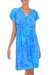 Batik rayon dress, 'Java Twilight' - Artisan Crafted Fresh Blue Batik Rayon Short Dress (image 2a) thumbail