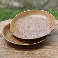 Ceramic plates Ginger Cream pair Indonesia