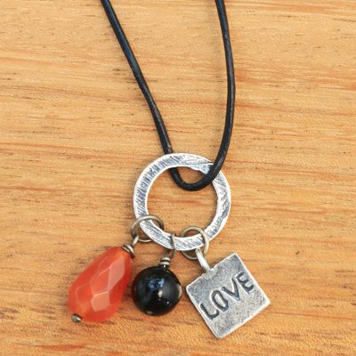 Carnelian and onyx pendant necklace, Love Glistens