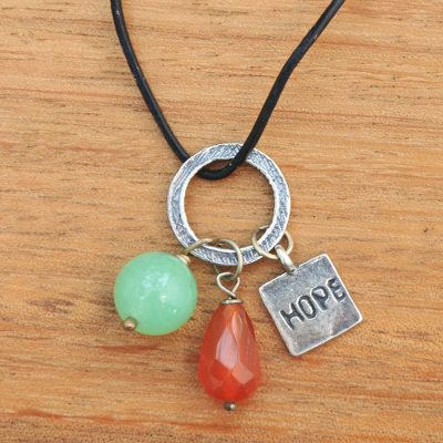 Carnelian and chalcedony pendant necklace, Hope Glistens