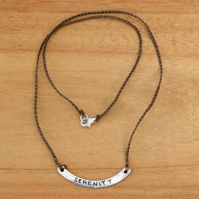 Sterling silver bar necklace, Serenity in Brown