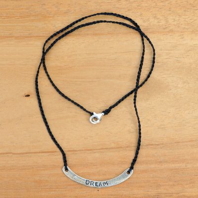 Sterling silver bar necklace, Dream in Black