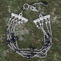 Onyx multi-strand station bracelet,