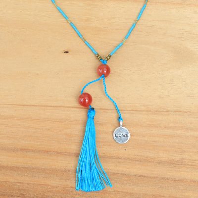 Carnelian beaded necklace, Love Message