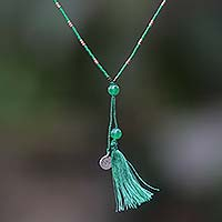 Quartz pendant necklace, Spread Joy in Green
