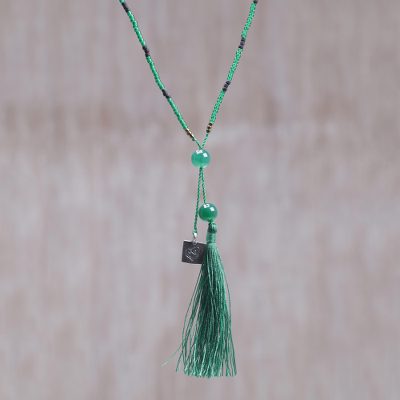 Quartz pendant necklace, Spread the Love in Green