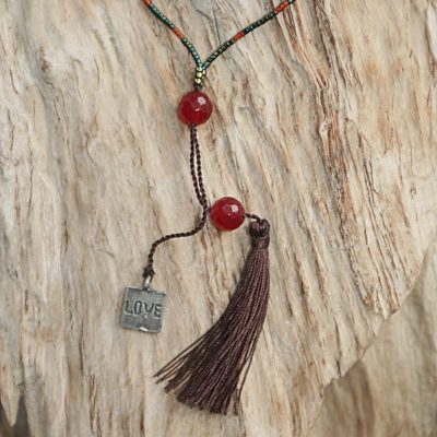 Carnelian beaded necklace, Exotic Romance