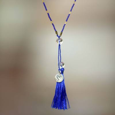 Quartz pendant necklace, Spread the Love in Blue