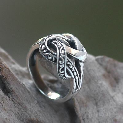 Combination Finish Sterling Silver Cocktail Ring from Bali