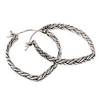Sterling silver hoop earrings,