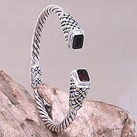 Gold accent garnet cuff bracelet,