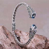 Gold accent blue topaz cuff bracelet,