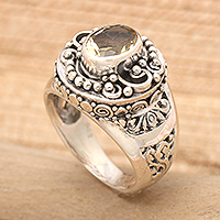Citrine Cocktail Ring in Ornate Sterling Silver Setting,'Golden Opportunity'