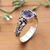 Amethyst single stone ring, 'Frangipani Path' - Amethyst and Sterling Silver Single Stone Flower Ring thumbail
