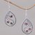 Garnet dangle earrings, 'Peacock Feather' - Balinese Handcrafted Garnet and Sterling Silver Earrings thumbail