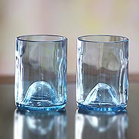 Recycled drinking glasses Blue Sky Pair Indonesia