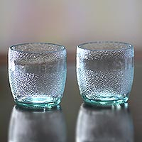 Small recycled juice glasses Frozen pair Indonesia