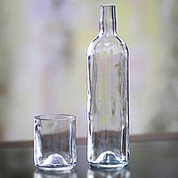 Recycled carafe and drinking glass set Clear Skies Indonesia