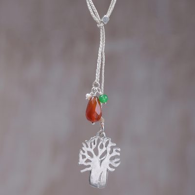 Multi-gemstone long pendant necklace, Colorful Banyan