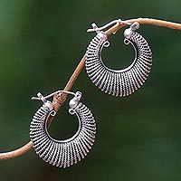 Sterling silver hoop earrings,