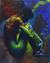 'Silent is Golden' - Multicolor Oil Painting of a Nude Woman in Shadows thumbail