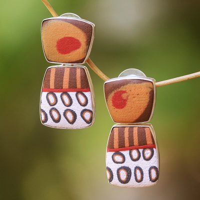 Polymer clay drop earrings, Abstract Geometric